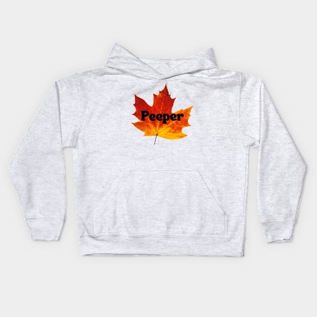 Maple Leaf Peeper Kids Hoodie by Queen of the Minivan